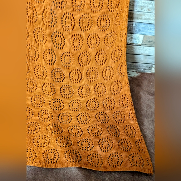 New Orange Sleeveless Knit Sweater Vest With Ties - Picture 11 of 13